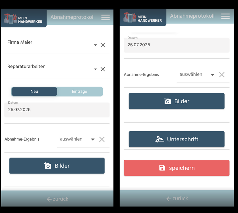 Abnahmeprotokoll App