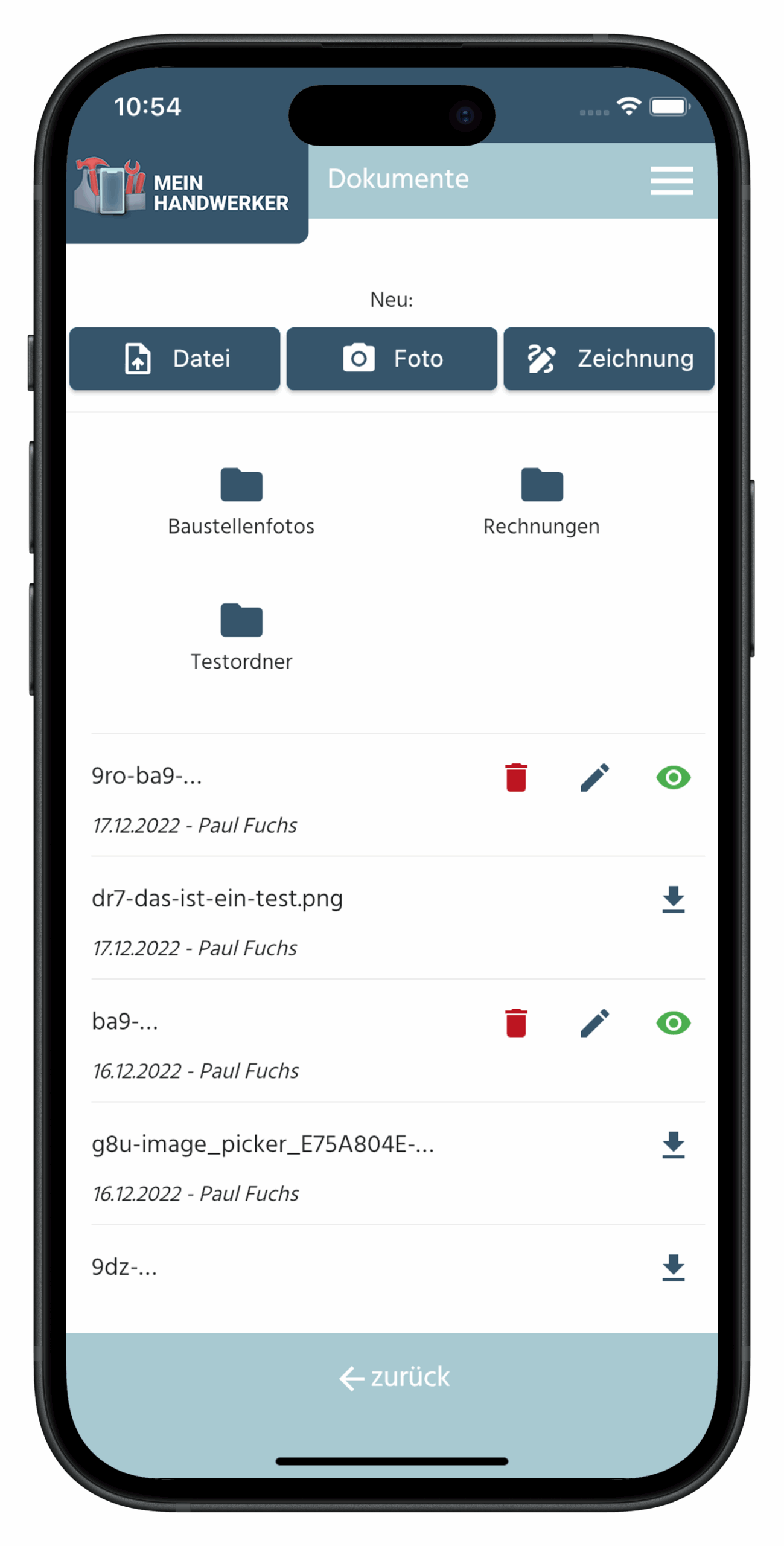 Dokumentenmanagement in der App